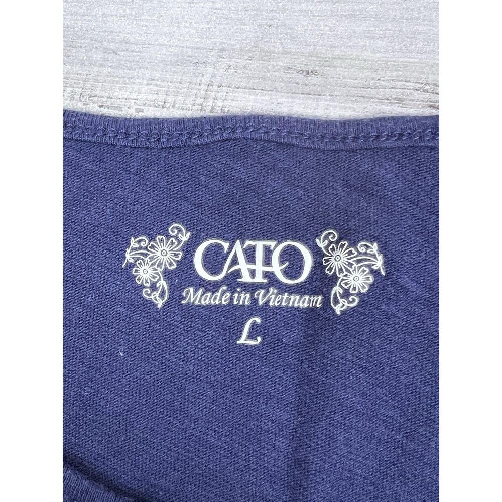 Cato Top Womens Large Sleeveless Pullover Tank Fringes Blue Stretch Boho Biker - Picture 4 of 8